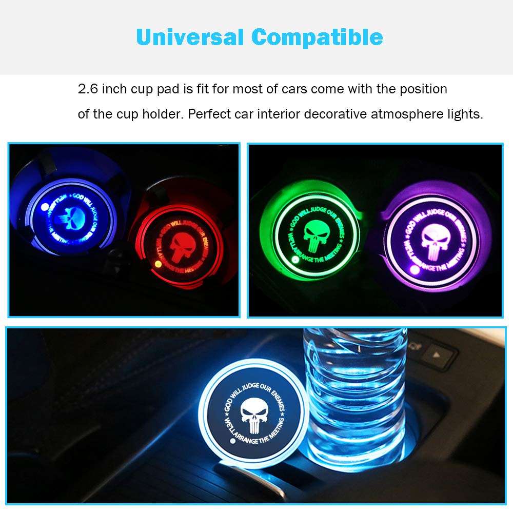 Custom Auto Brand Logo LED Cup Lights - RGB 7 Colors Atmosphere Coasters | Guangzhou Qibin Automotiv